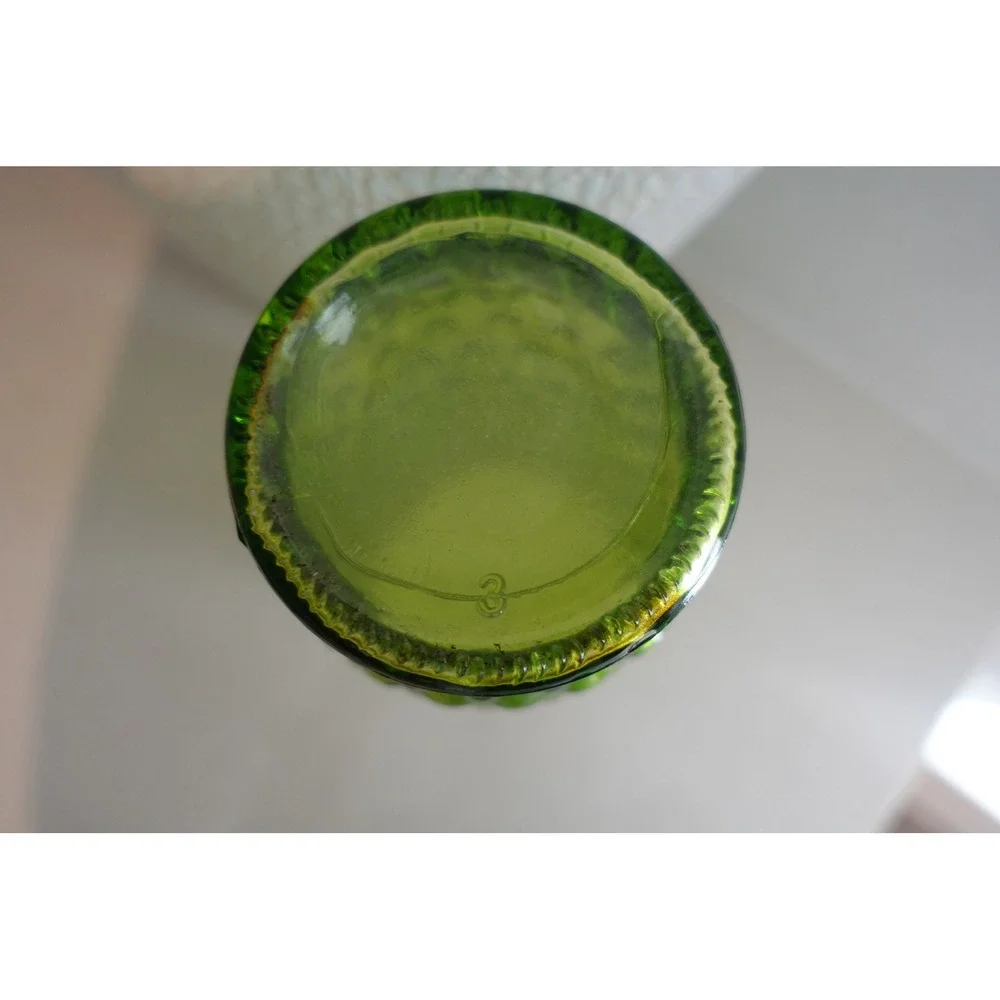 Vintage Indiana Green Glass Vase Diamond Pattern Textured‎ Vase Decor